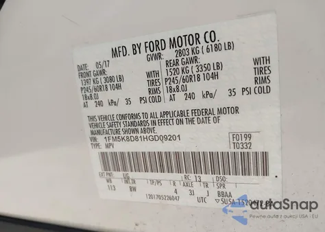2017 Ford Explorer Xlt from USA, damaged, VIN 1FM5K8D81HGD09201